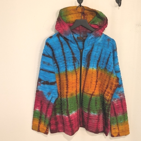 Rising International Tie Dye Textured Full Zip Sweatshirt XL? - Picture 1 of 5